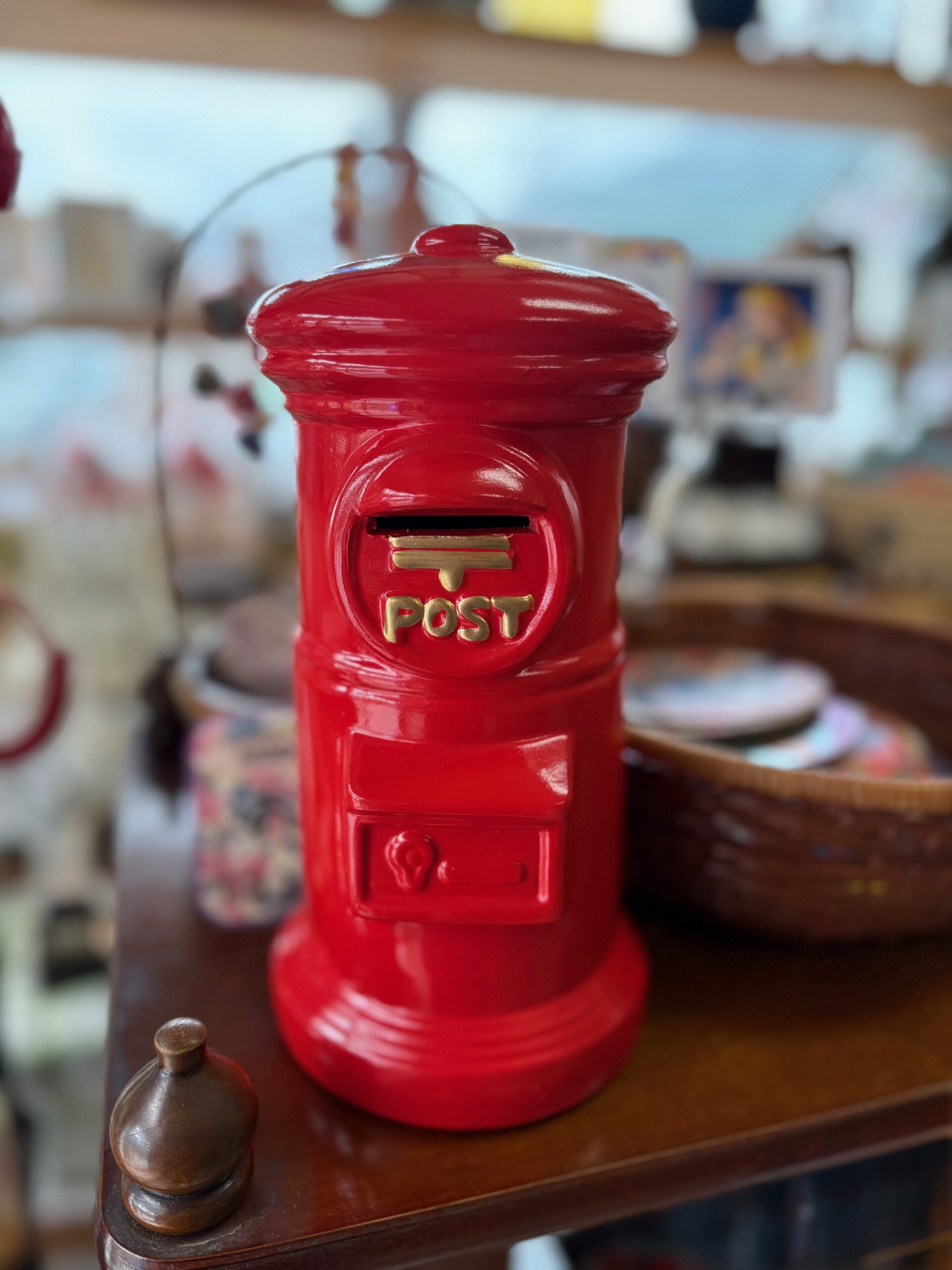 レトロ 郵便ポストの貯金箱 赤 昭和レトロ 陶器製 郵便ポスト型 貯金箱