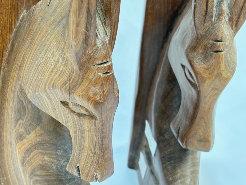 ブックエンド　木彫　馬